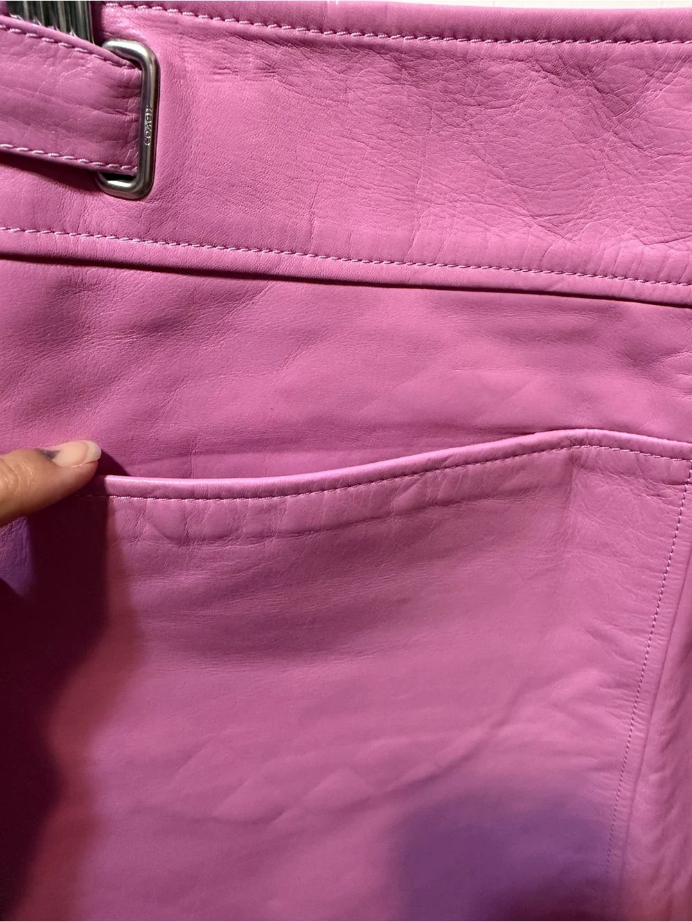 Coach Pink Calf Leather A-Line Mini Skirt w Pockets Sz 10